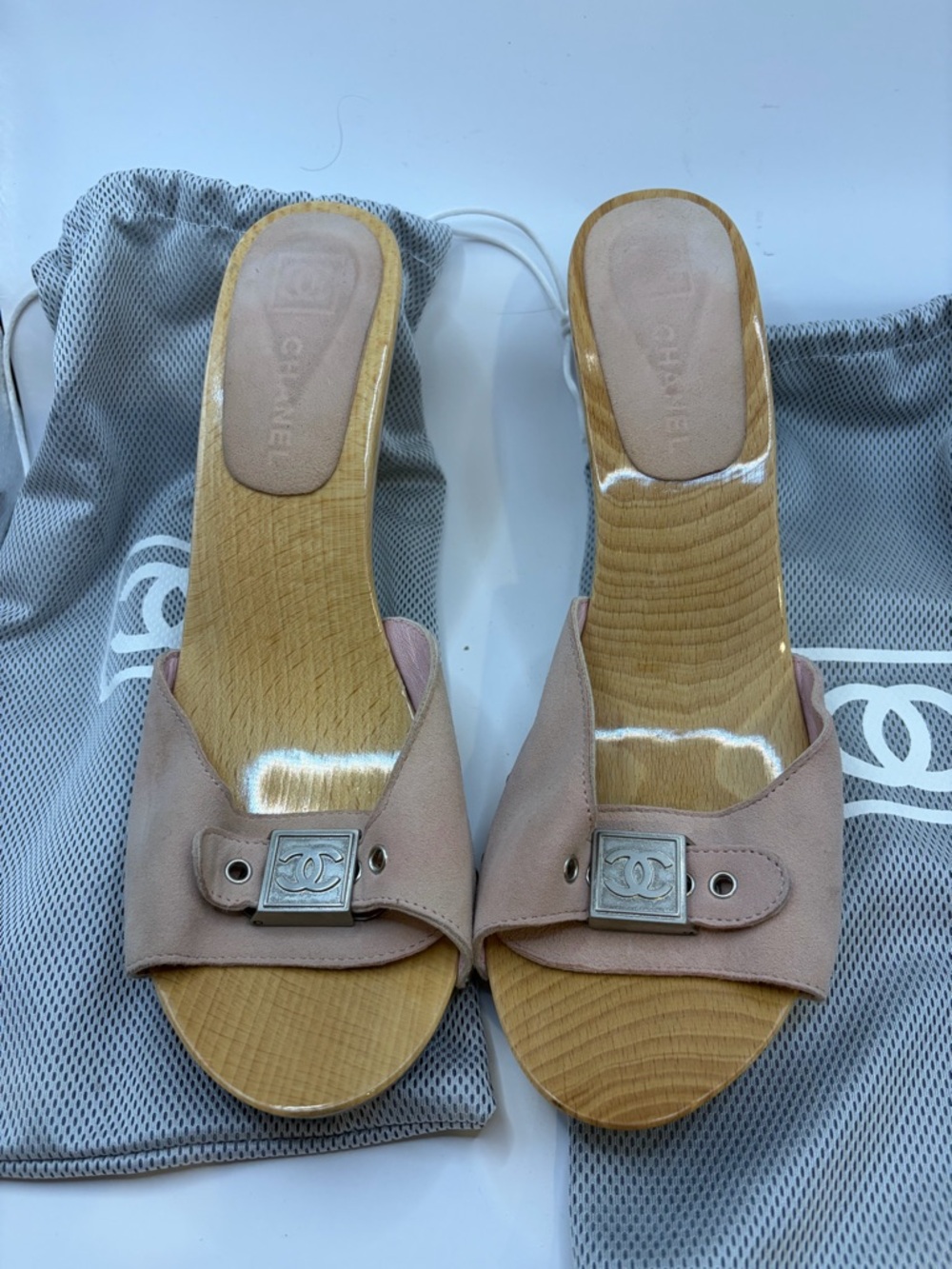 Chanel Pink Wood and Suede Sandals 👡 - Size 40 (US9) - Picture 9 of 12
